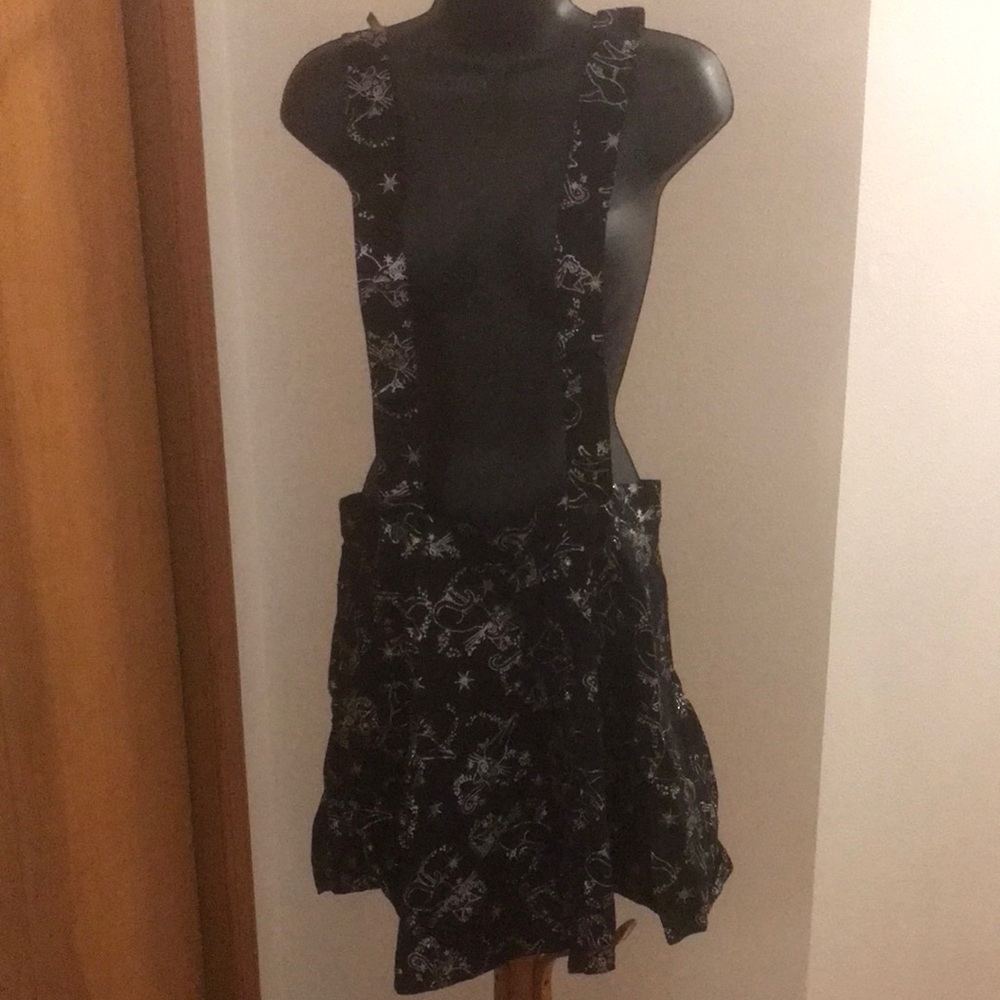 Black Overall Skirt with Pattern Sailor Moon Luna OFFICIAL Suspenders GOTH